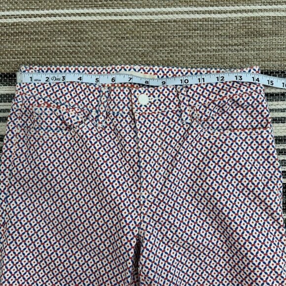 Tory Burch Womens Regan Cropped Straight Leg Jeans Geometric Cream Size 27 Women - Picture 13 of 15